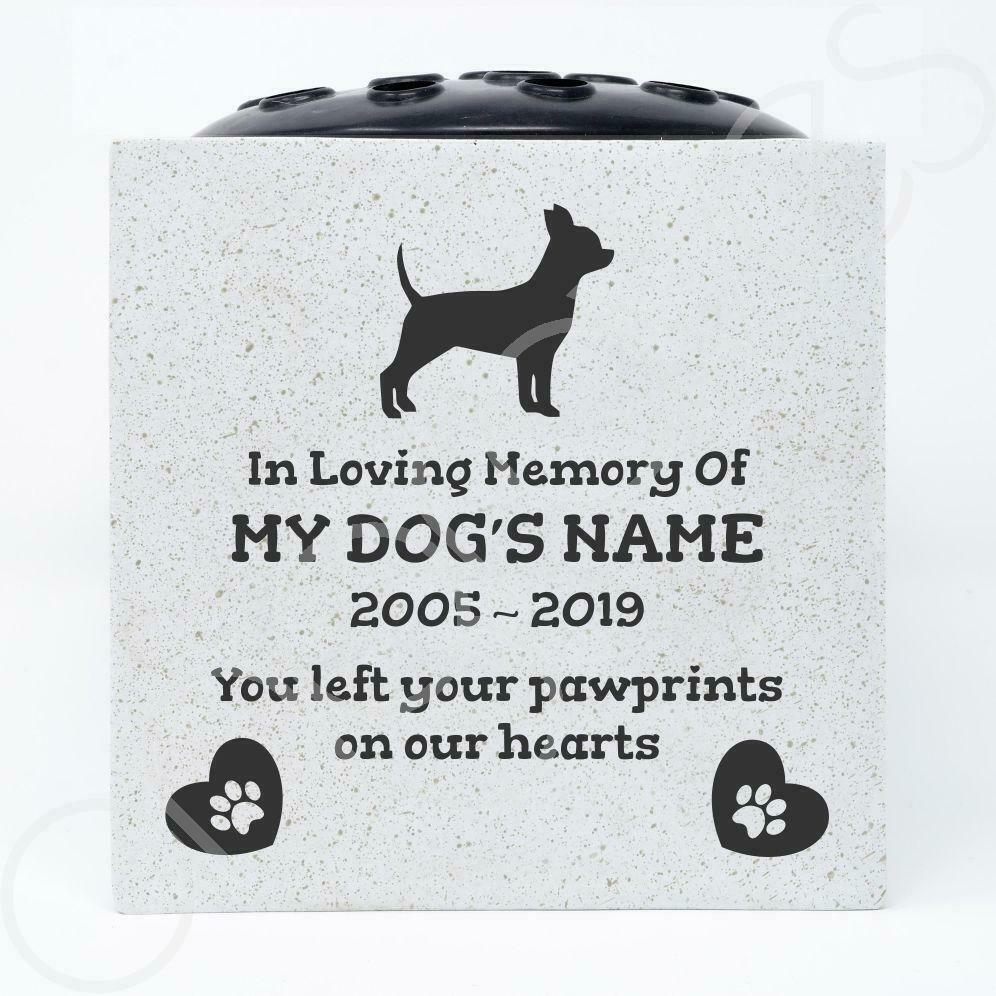 Chihuahua Personalised Pet Dog Graveside Memorial Flower Vase