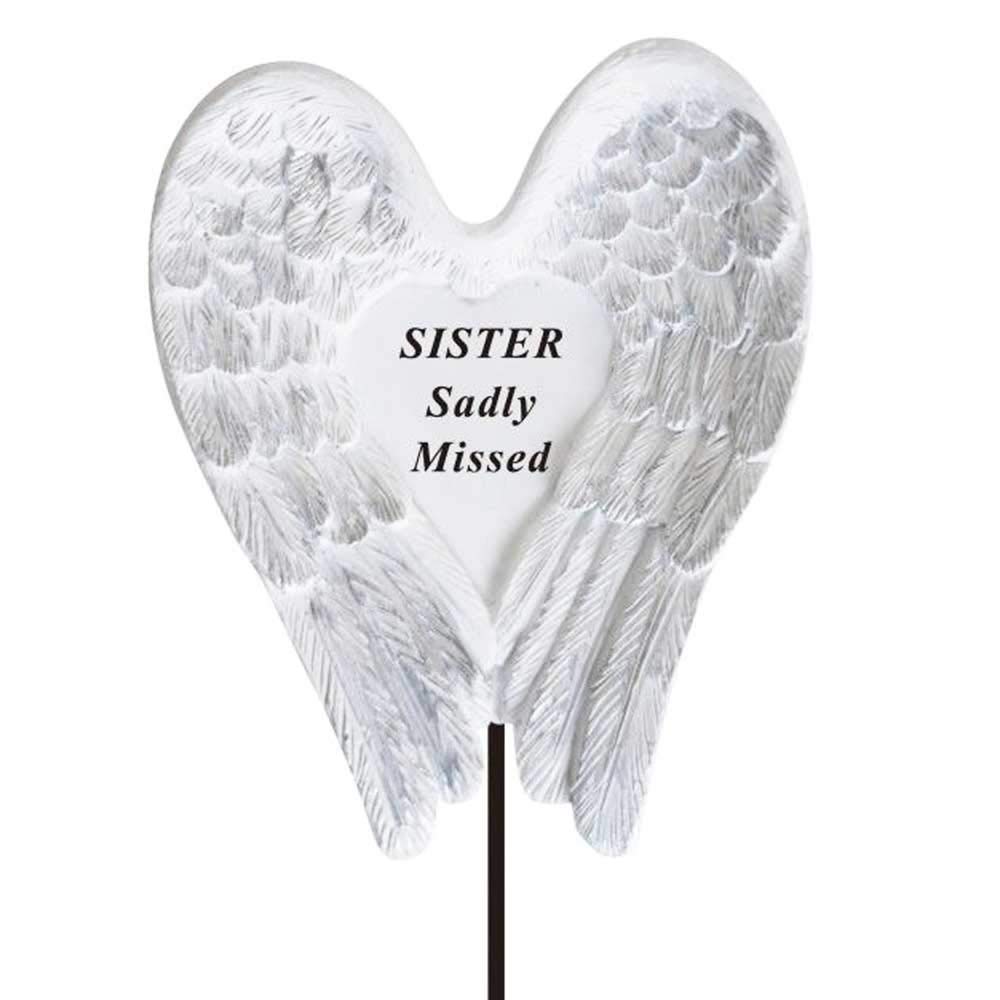 Sister Sadly Missed Angel Wings Memorial Tribute Stick