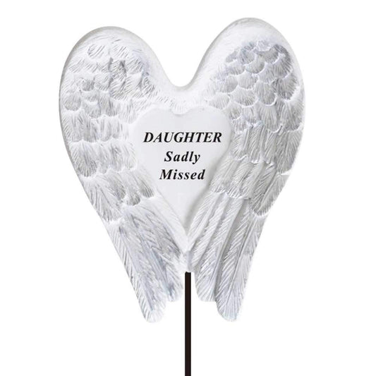 Daughter Sadly Missed angel wings memorial tribute stick