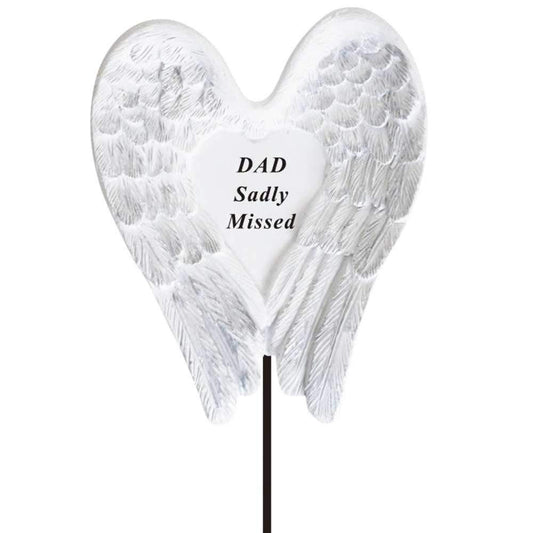 Dad Sadly Missed angel wings memorial tribute stick