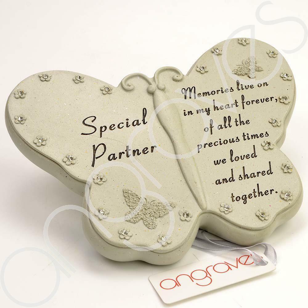 Special Partner diamante butterfly memorial plaque