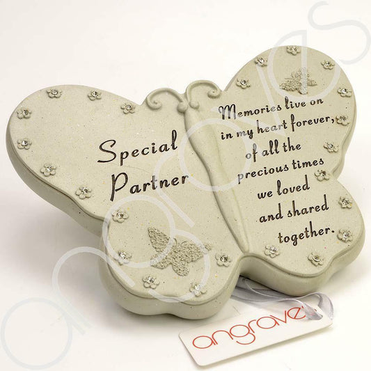 Special Partner diamante butterfly memorial plaque