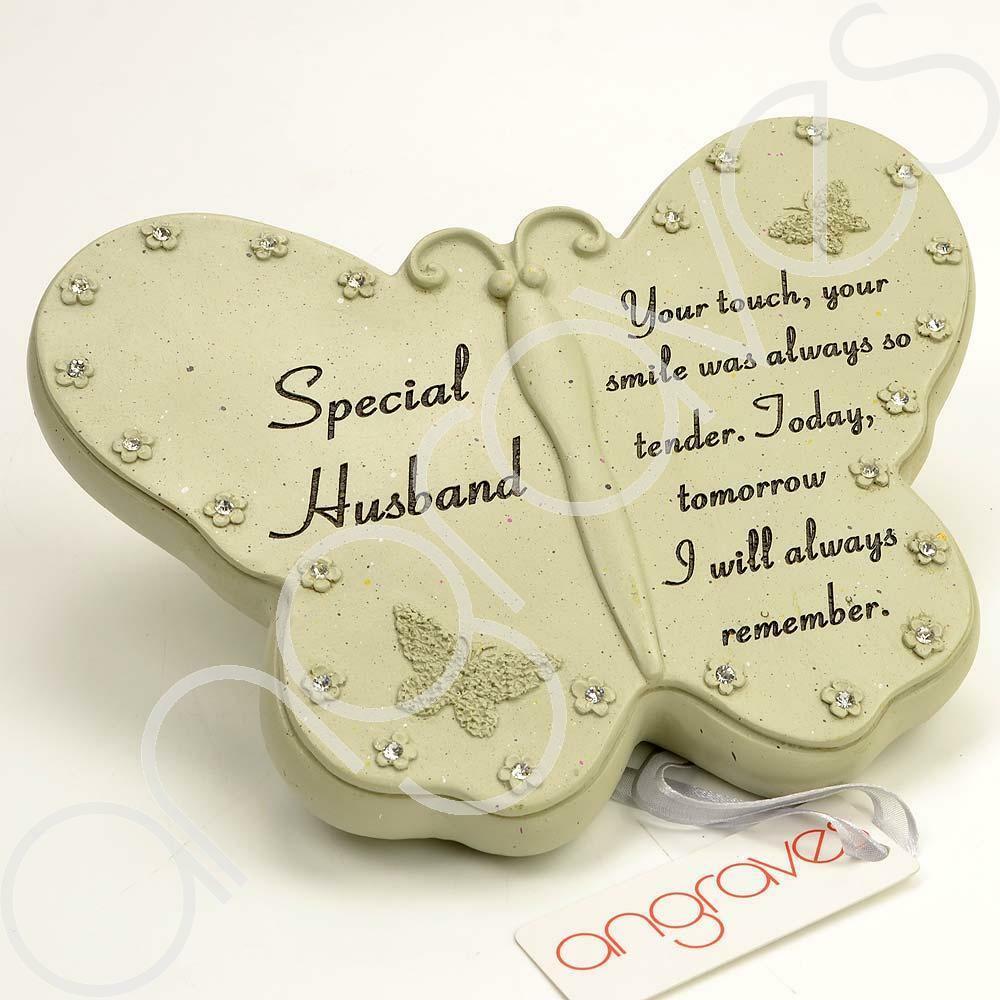 Special Husband diamante butterfly memorial plaque