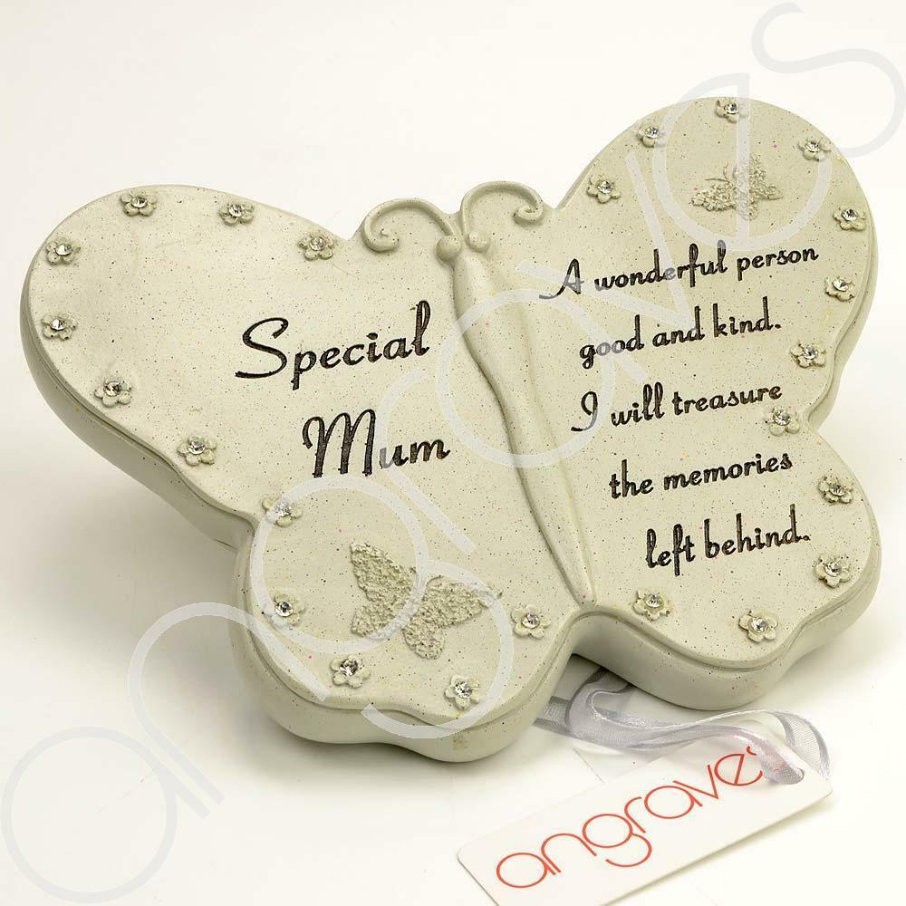Special Mum diamante butterfly memorial plaque