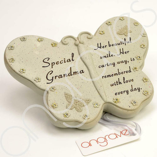 Grandma diamante double heart graveside memorial ornament