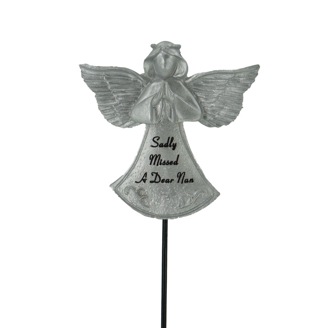 Nan Sadly Missed silver guardian angel tribute stick