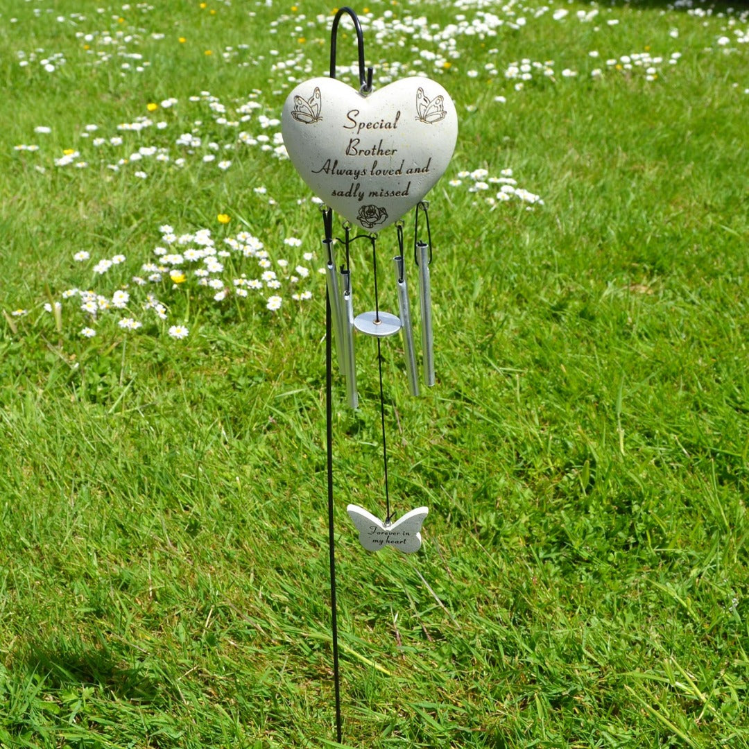 Special Brother Always Loved Sadly Missed Memorial Heart Wind Chime