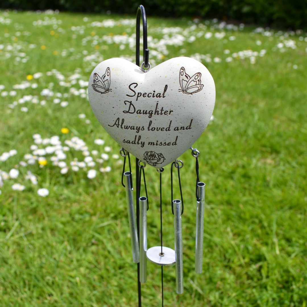 Special Daughter memorial heart wind chime