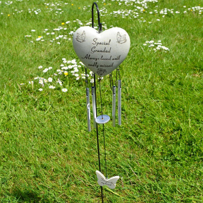 Special Grandad Always Loved Sadly Missed Memorial Heart Wind Chime