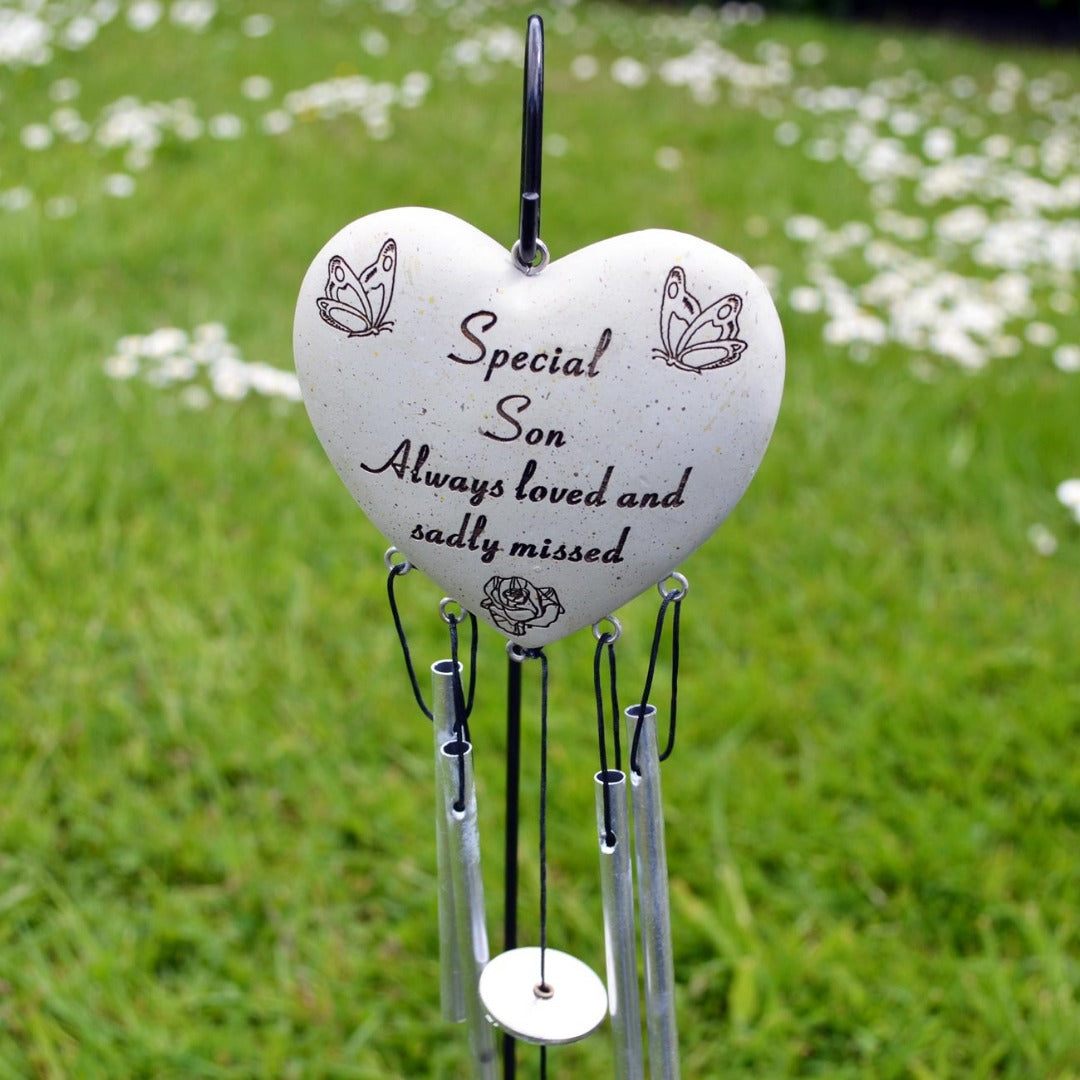 Special Son Always Loved Sadly Missed Memorial Heart Wind Chime