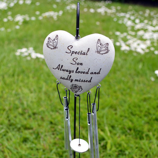 Special Son Always Loved Sadly Missed Memorial Heart Wind Chime