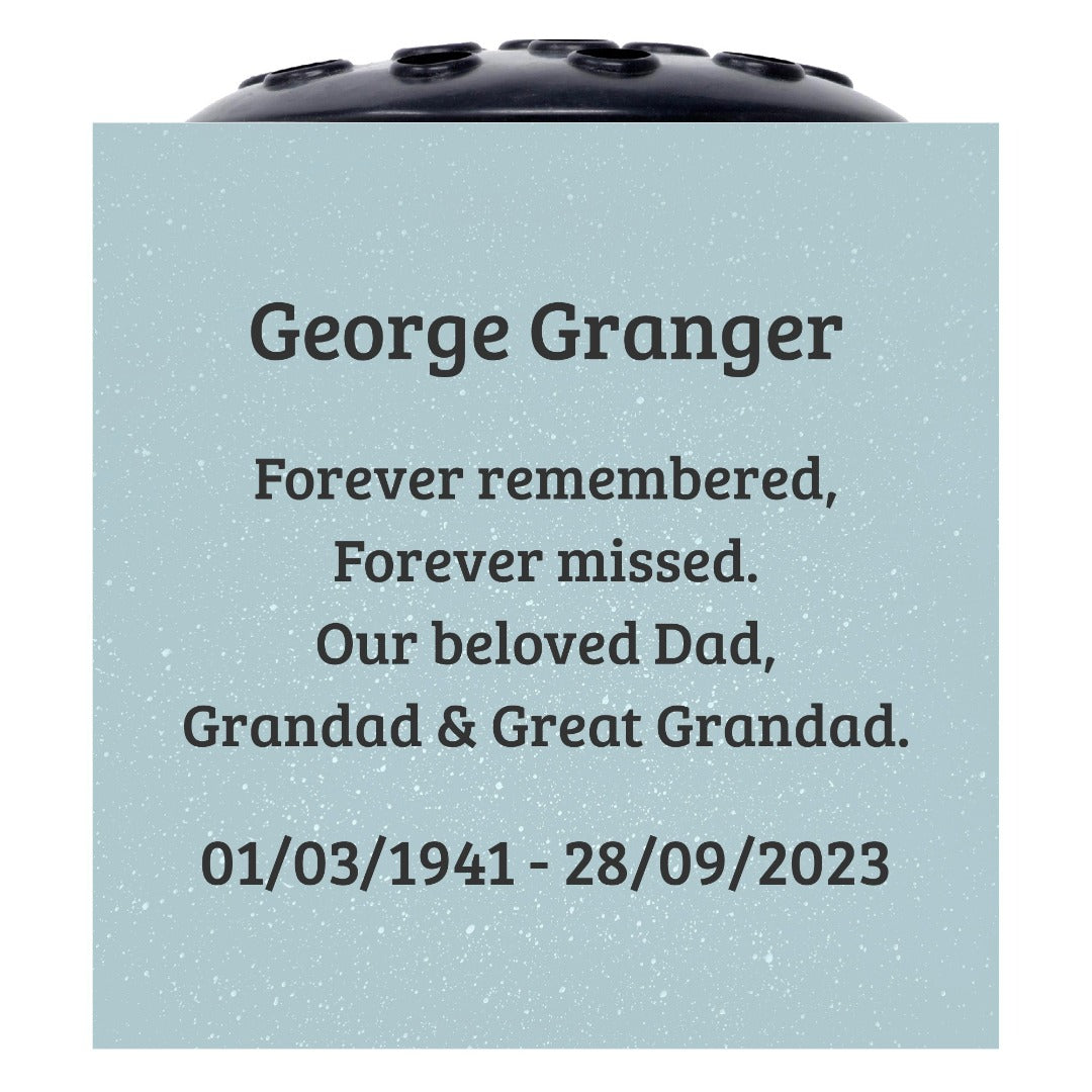 Fully Bespoke Personalised Customised Grey Memorial Grave Side Flower Rose Bowl Vase Pot