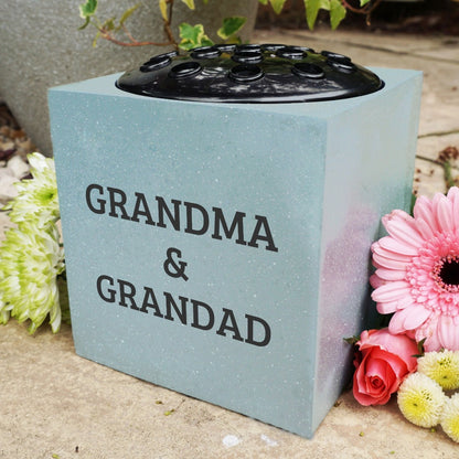 Fully Bespoke Personalised Customised Grey Memorial Grave Side Flower Rose Bowl Vase Pot