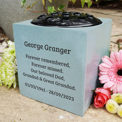 Fully Bespoke Personalised Customised Grey Memorial Grave Side Flower Rose Bowl Vase Pot