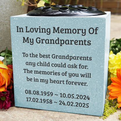 Fully Bespoke Personalised Customised Grey Memorial Grave Side Flower Rose Bowl Vase Pot