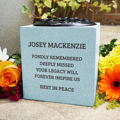 Fully Bespoke Personalised Customised Grey Memorial Grave Side Flower Rose Bowl Vase Pot
