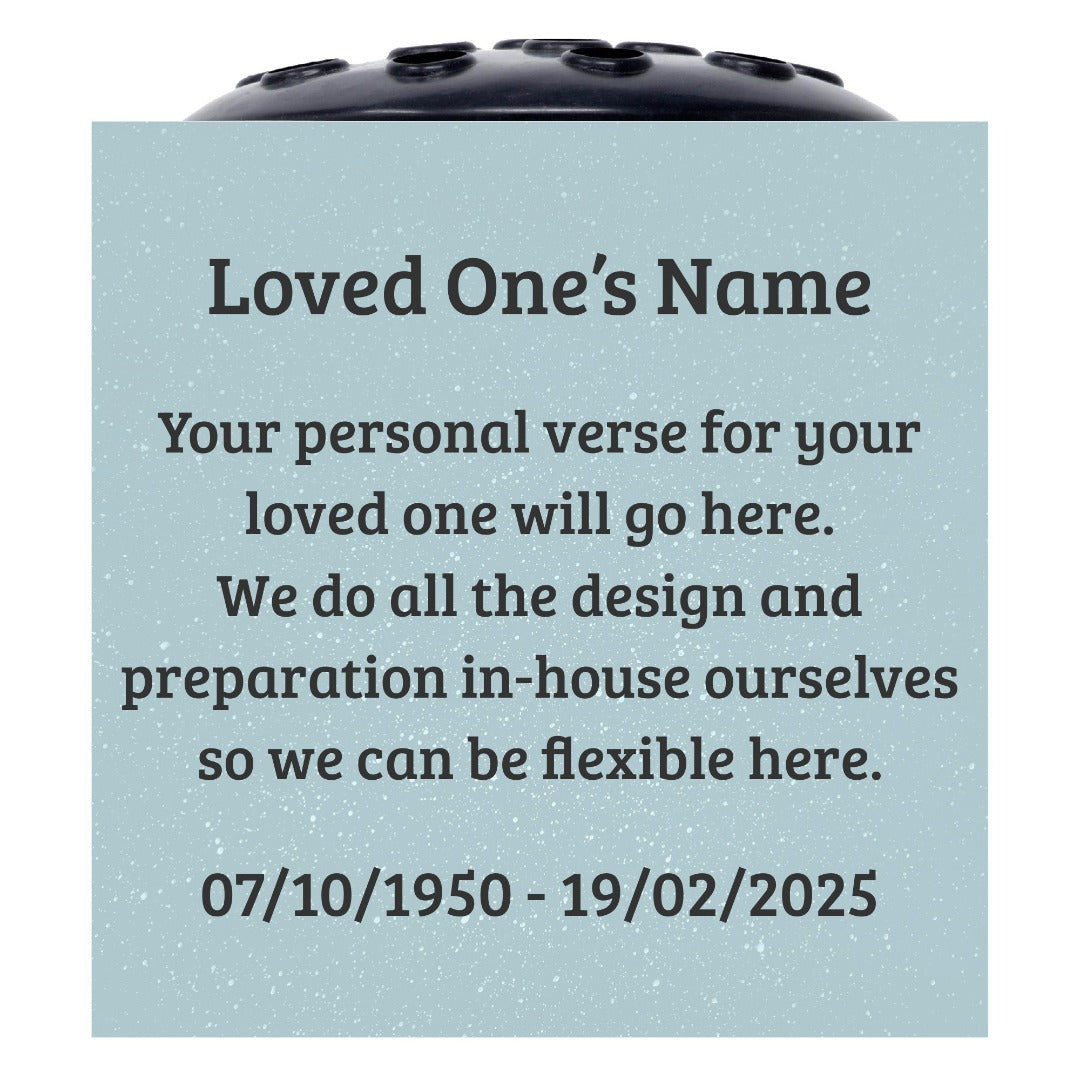 Fully Bespoke Personalised Customised Grey Memorial Grave Side Flower Rose Bowl Vase Pot