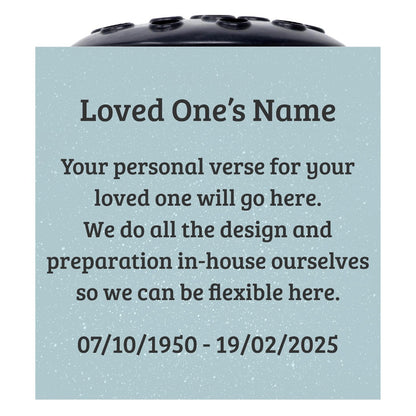 Fully Bespoke Personalised Customised Grey Memorial Grave Side Flower Rose Bowl Vase Pot
