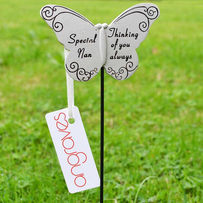 Nan memorial tribute stick for the graveside front view