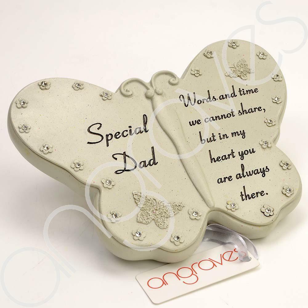 Special Dad diamante butterfly memorial plaque