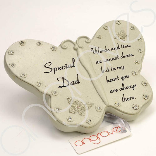 Special Dad diamante butterfly memorial plaque