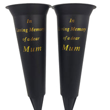Load image into Gallery viewer, Set of 2 Mum In Loving Memory Spiked Memorial Grave Flower Vases