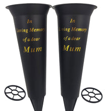 Load image into Gallery viewer, Set of 2 Mum In Loving Memory Spiked Memorial Grave Flower Vases