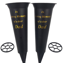 Load image into Gallery viewer, Set of 2 Dad In Loving Memory Spiked Memorial Grave Flower Vases Holder