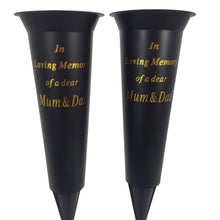 Load image into Gallery viewer, Set of 2 Mum &amp; Dad In Loving Memory Spiked Memorial Grave Flower Vases