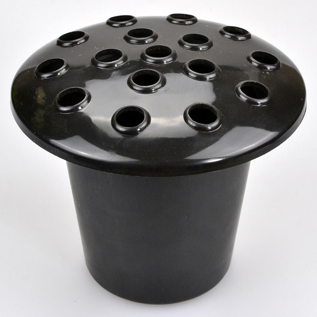 Black Lidded Grave Vase Inserts (Set of 2)  Plastic Cemetery Flower Holder for Headstones Weatherproof Memorial Vase Liners for Fresh & Artificial Flowers (13cm x 11cm)