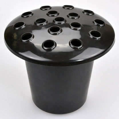Black Lidded Grave Vase Inserts (Set of 2)  Plastic Cemetery Flower Holder for Headstones Weatherproof Memorial Vase Liners for Fresh & Artificial Flowers (13cm x 11cm)
