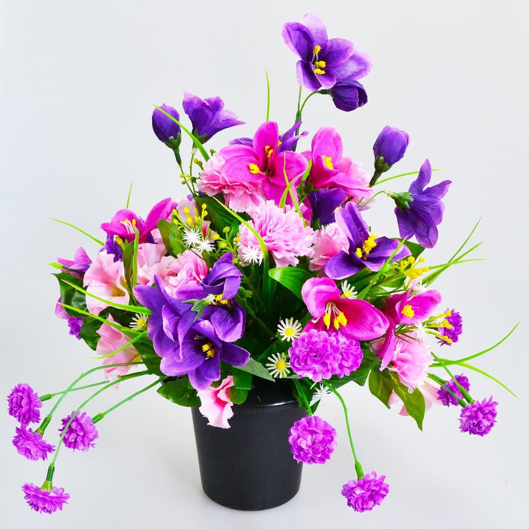 Black Lidded Grave Vase Inserts (Set of 2)  Plastic Cemetery Flower Holder for Headstones Weatherproof Memorial Vase Liners for Fresh & Artificial Flowers (13cm x 11cm)