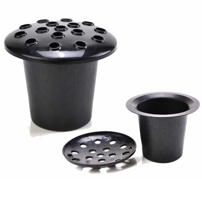 Black Lidded Grave Vase Inserts (Set of 2)  Plastic Cemetery Flower Holder for Headstones Weatherproof Memorial Vase Liners for Fresh & Artificial Flowers (13cm x 11cm)