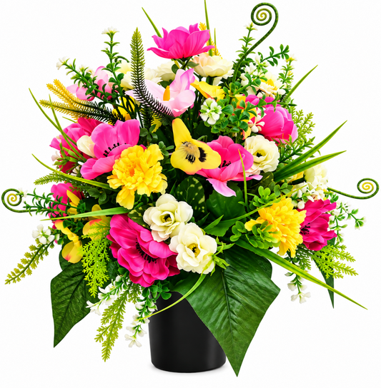 Uri Pink Anemone Graveside Memorial Flower Arrangement