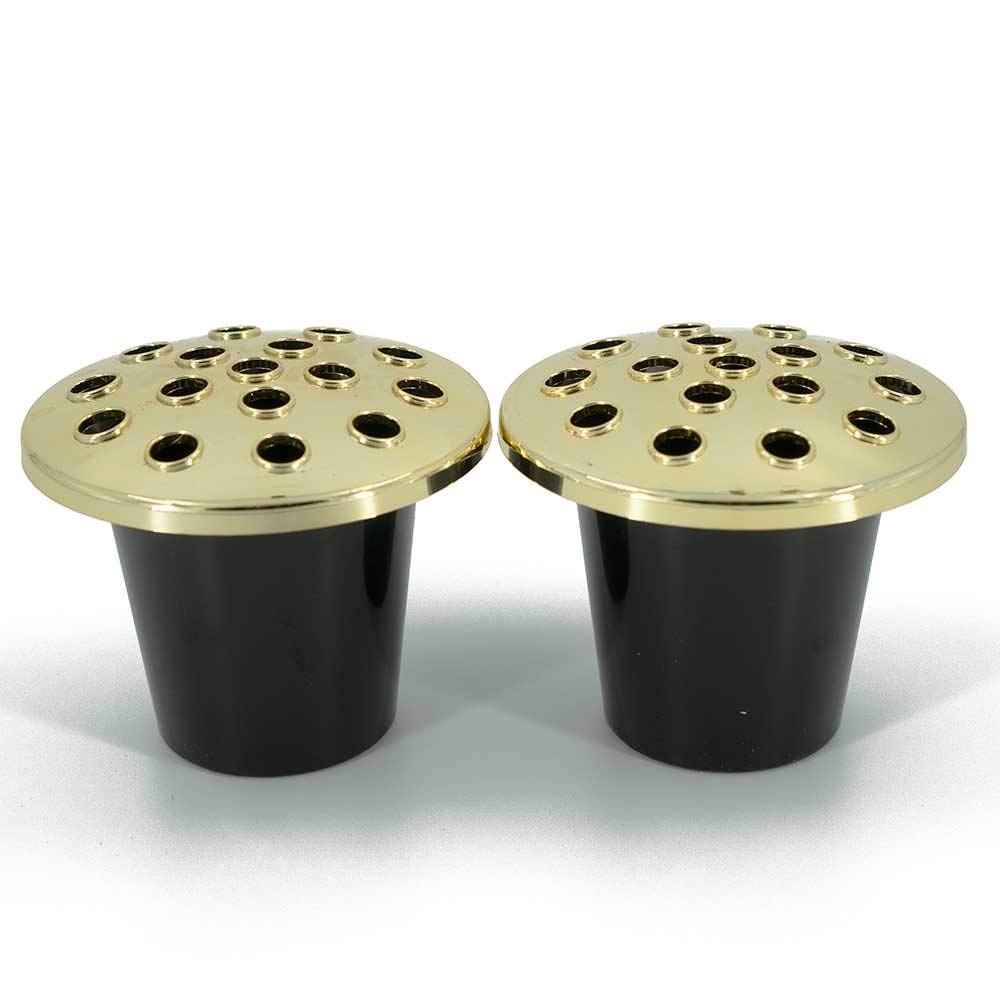Gold Lidded Grave Vase Inserts (Set of 2) Plastic Cemetery Flower Holder for Headstones Weatherproof Memorial Vase Liners for Fresh & Artificial Flowers (13cm x 11cm)