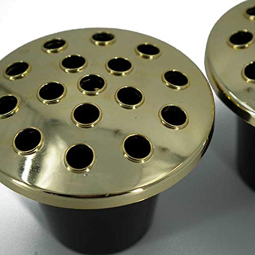 Gold Lidded Grave Vase Inserts (Set of 2) Plastic Cemetery Flower Holder for Headstones Weatherproof Memorial Vase Liners for Fresh & Artificial Flowers (13cm x 11cm)