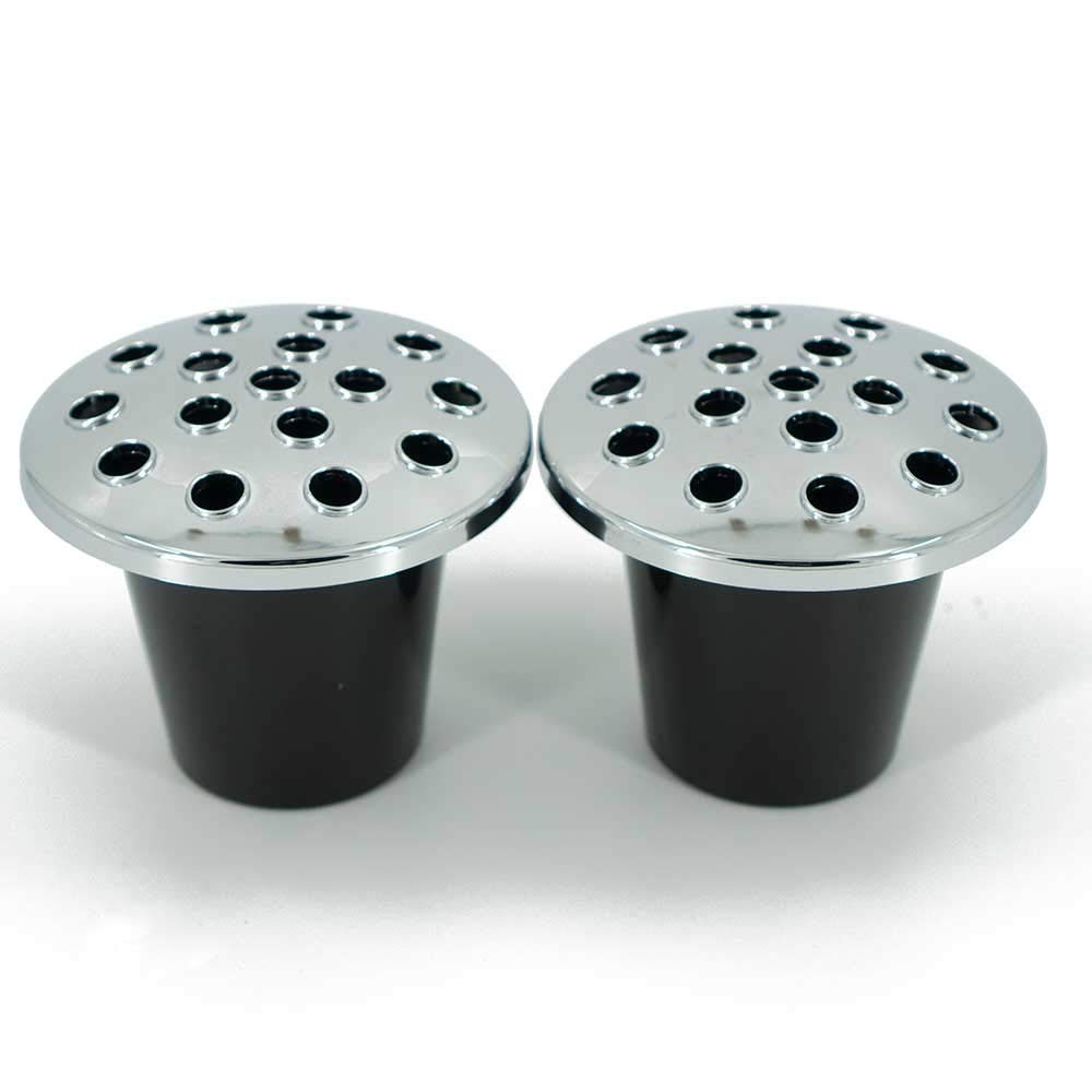 Silver Lidded Grave Vase Inserts (Set of 2)  Plastic Cemetery Flower Holder for Headstones Weatherproof Memorial Vase Liners for Fresh & Artificial Flowers (13cm x 11cm)