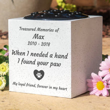 Load image into Gallery viewer, Personalised Pet Memorial Grave Flower Vase Custom Paw Print Dog &amp; Cat Remembrance Tribute Plaque