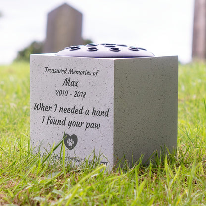 Personalised Pet Memorial Grave Flower Vase Custom Paw Print Dog & Cat Remembrance Tribute Plaque