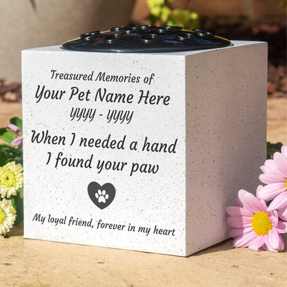 Personalised Pet Memorial Grave Flower Vase Custom Paw Print Dog & Cat Remembrance Tribute Plaque