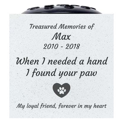 Personalised Pet Memorial Grave Flower Vase Custom Paw Print Dog & Cat Remembrance Tribute Plaque