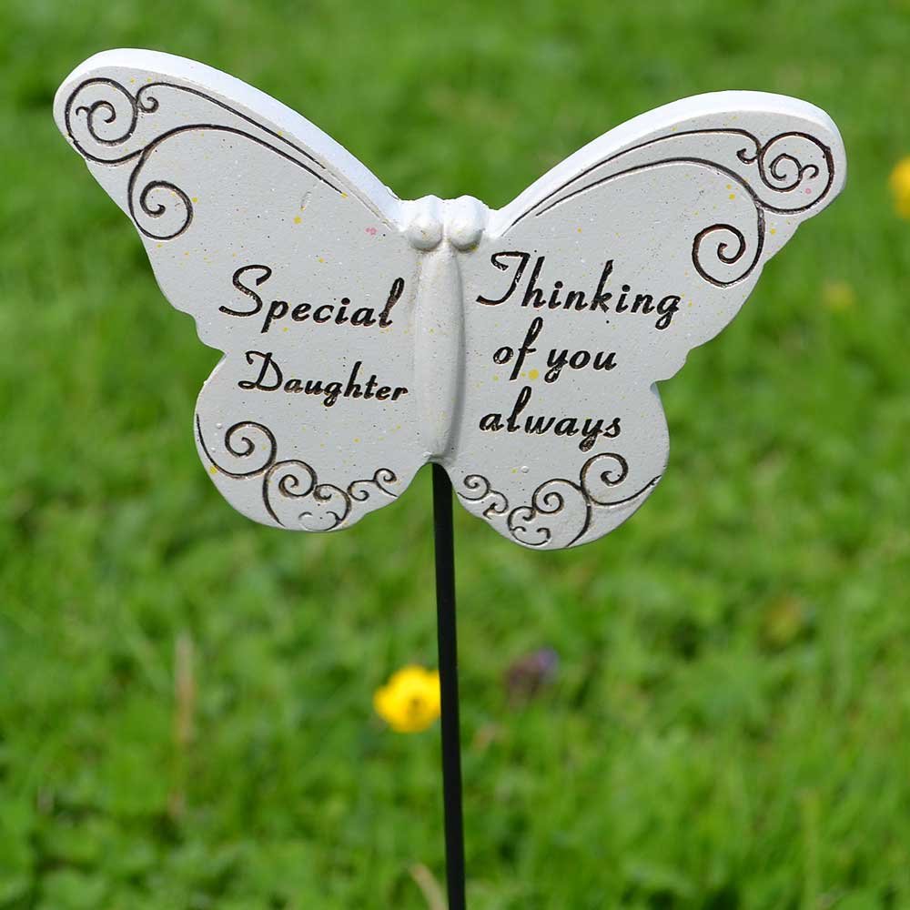 Special Daughter thinking of you always butterfly memorial tribute stick