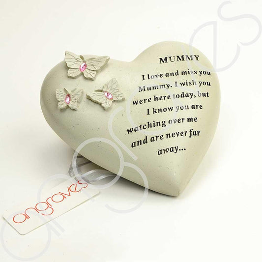 Special Mummy butterfly gem heart memorial ornament