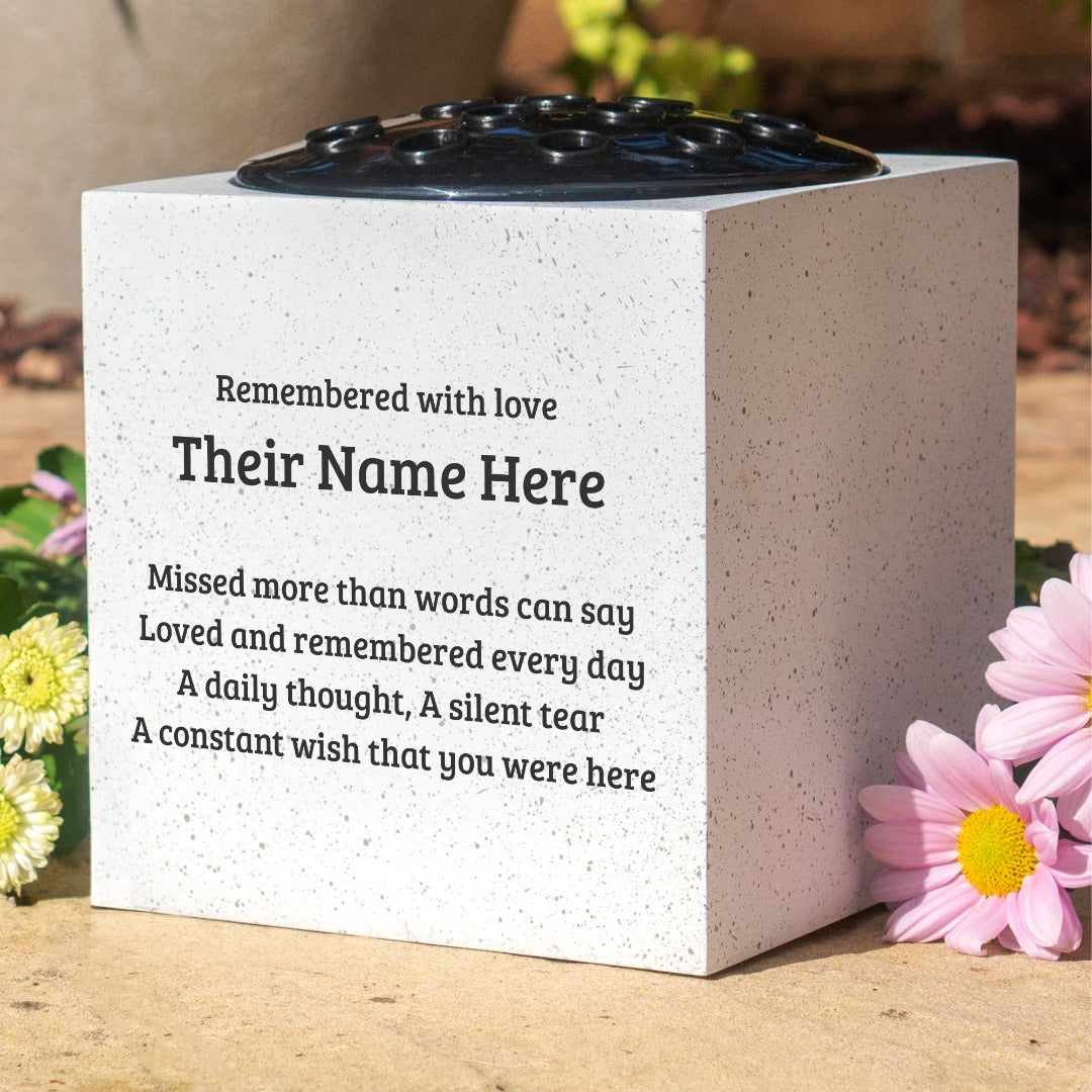Personalised Engraved Missed More than Words Can Say Graveside Memorial Flower Vase