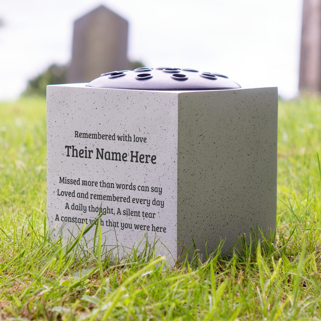 Personalised Engraved Missed More than Words Can Say Graveside Memorial Flower Vase