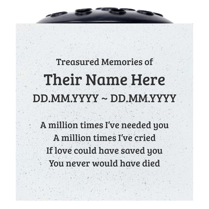Personalised A Million Times Memorial Grave Vase ? Custom Cemetery Flower Pot, Graveside Plaque Marker, Remembrance Rose Bowl