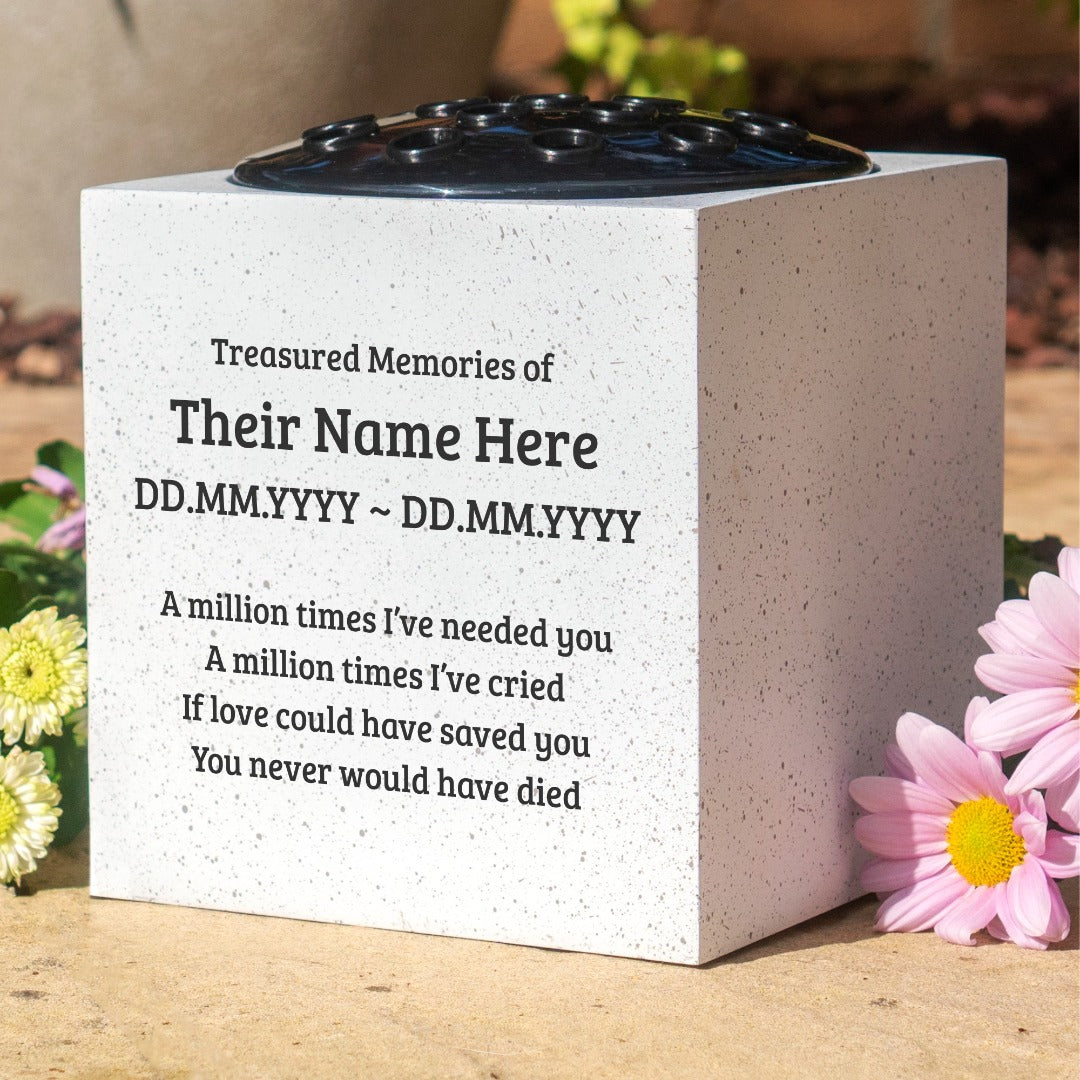 Personalised A Million Times Memorial Grave Vase ? Custom Cemetery Flower Pot, Graveside Plaque Marker, Remembrance Rose Bowl