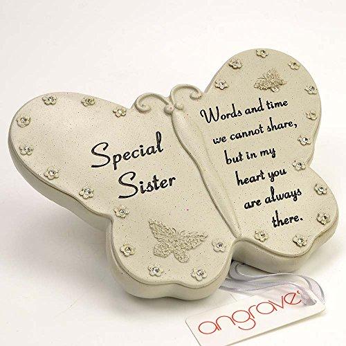 Special Sister Diamante Butterfly Graveside Memorial Plaque
