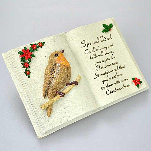 Special Dad Christmas robin memorial book plaque