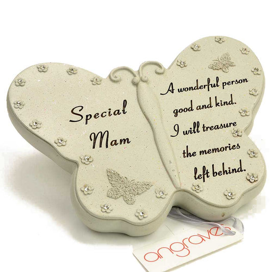 Special Mam diamante butterfly memorial plaque
